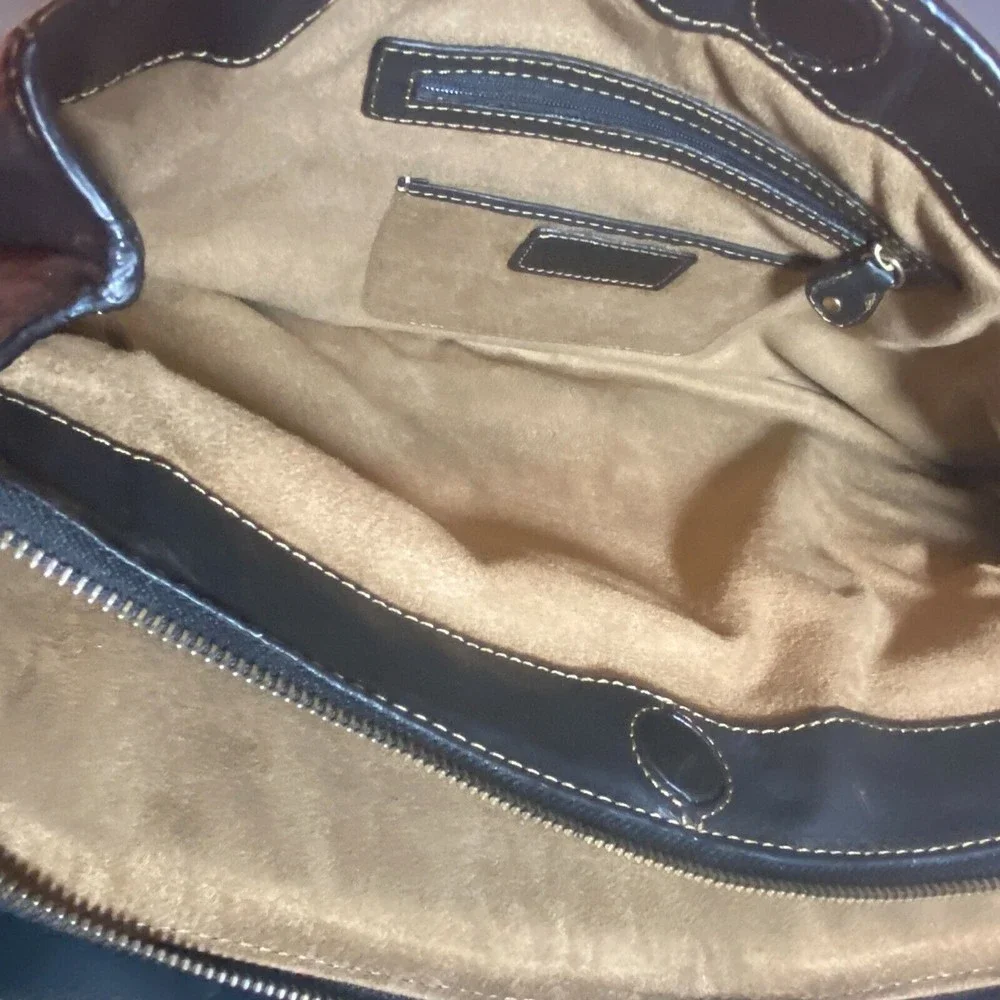 Liz Claiborne Business Class Brown Leather Brief Case Tote Bag